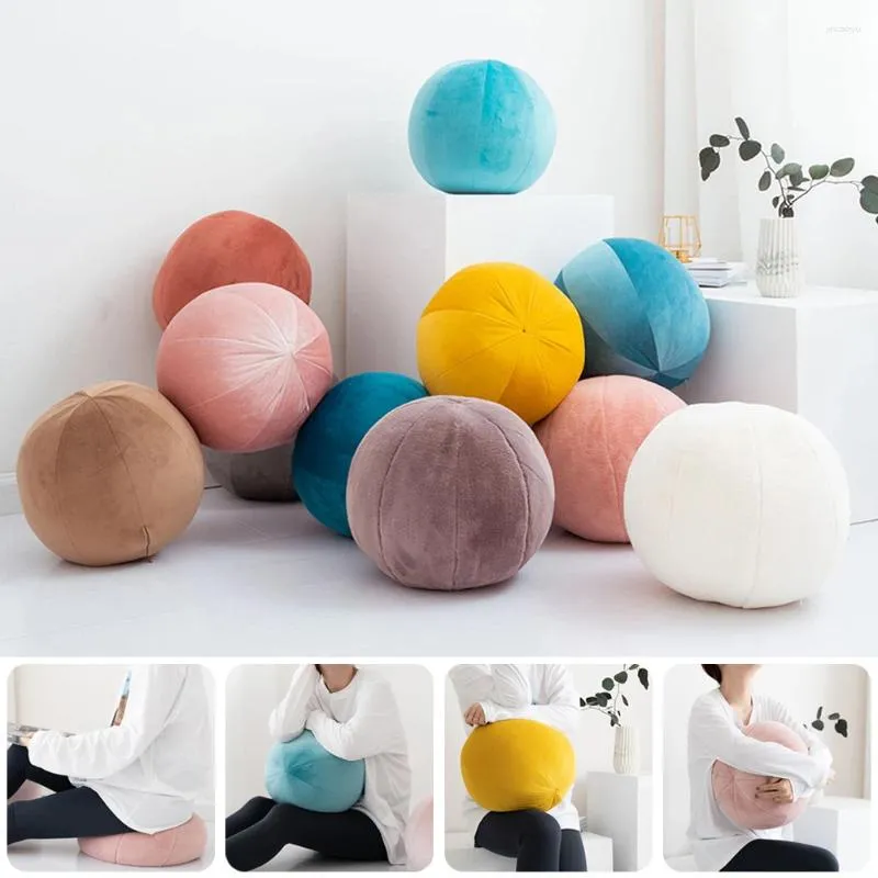 Pillow Nordic Velvet Candy Color Round Morning Ball Home Decorative Sofa Art Room Salon Gallery Floor Futon