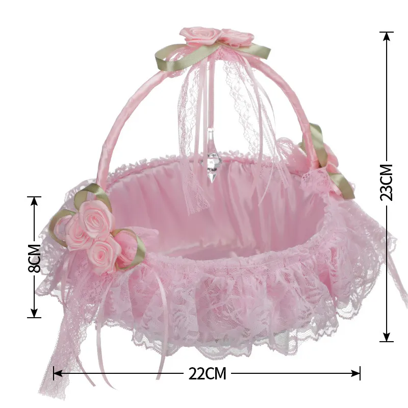 Panier de fleurs de mariage pour fille, Collection de Rosettes en dentelle simples avec fleurs en dentelle, Roses populaires pour fête de mariage