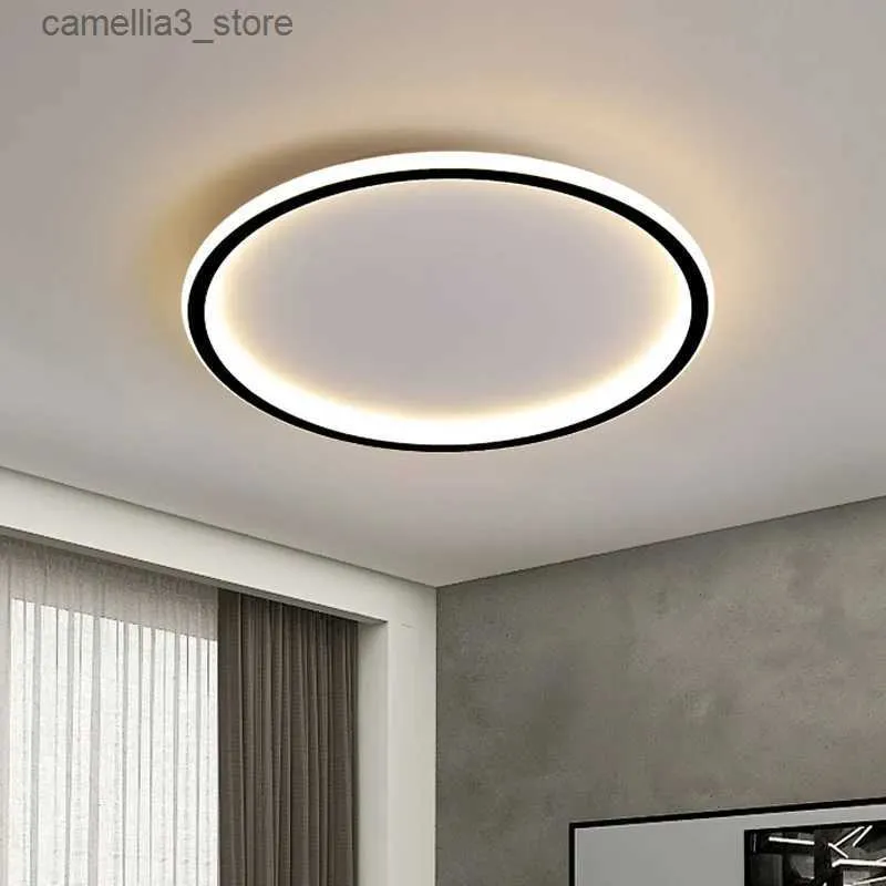 Deckenleuchten, moderne, oberflächenmontierte LED-Ring-Deckenleuchten, Wohnzimmer, Schlafzimmer, Dekoration, Küche, Kronleuchter, Leuchten, schwarze Lampe, dimmbar, Q231120