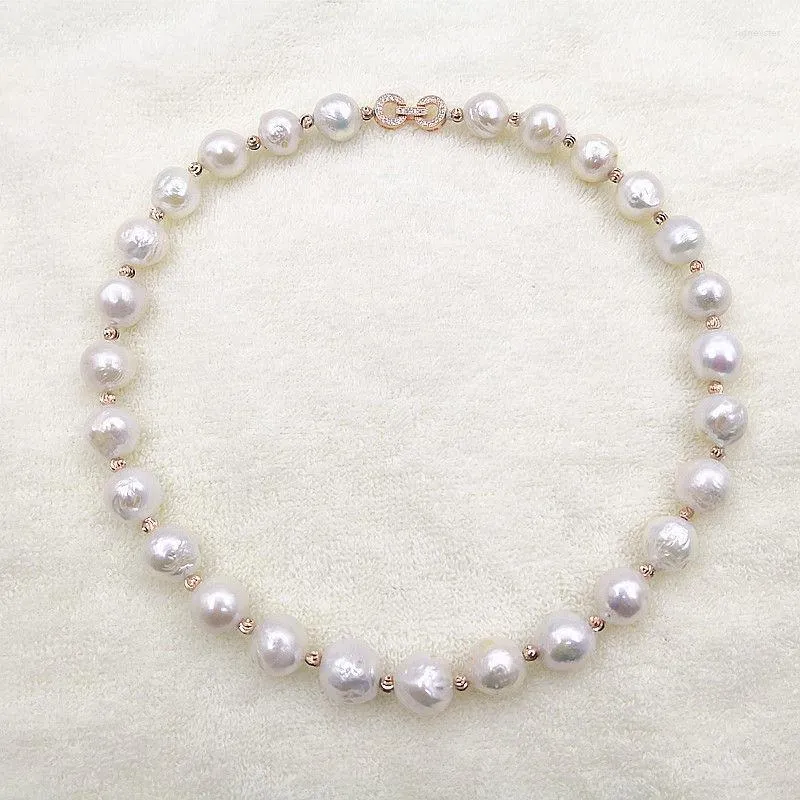 Chains High Quality Really Natural Metallic Luster Baroque Irregular Pearl Necklace 10-11mm 20inches