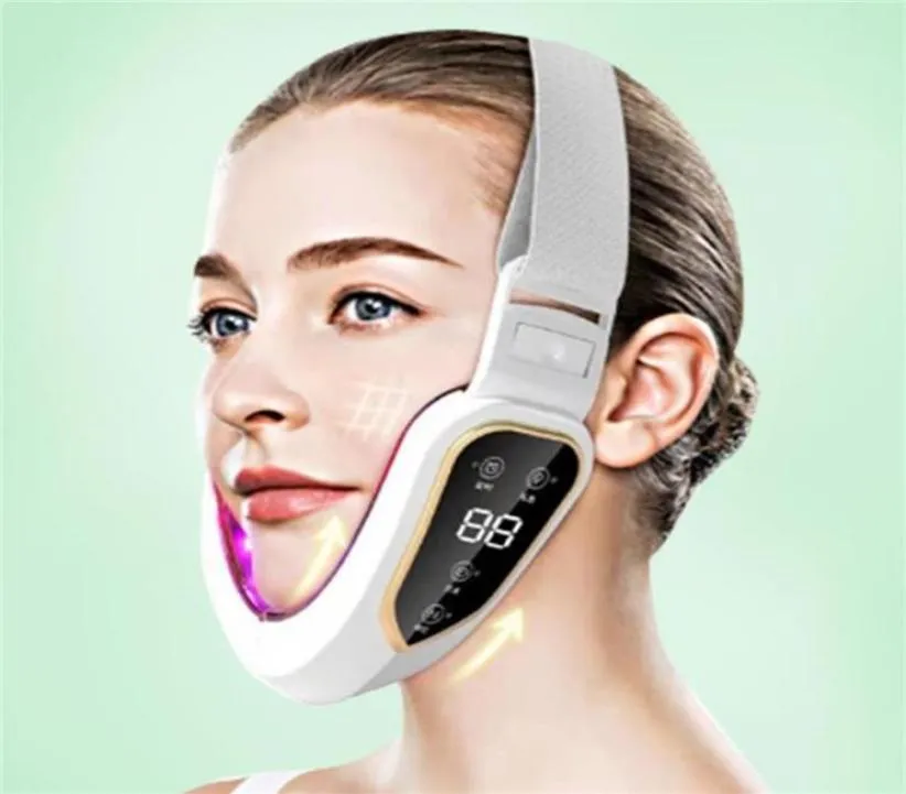 Dispositivo de levantamento facial mas led pon terapia facial emagrecimento vibração masr duplo queixo em forma de v bochecha elevador face2830212c9449038