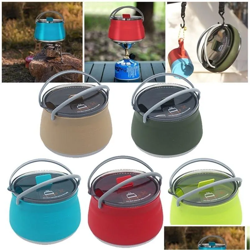 Camp Kitchen Camp Kitchen Sile Folding Kettle Cam Teapot Portable Coffee Tea Cooker Collapsible Mini Boiling Water Pot With Handle Hik Dhwek