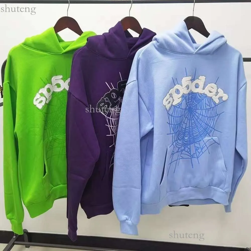 Spider Designer Hoodies Sp5der Pink Hoodie Graphic Diamond Setting Set Verdickter Frottee Athleisure Heißprägeschaumdruck 98