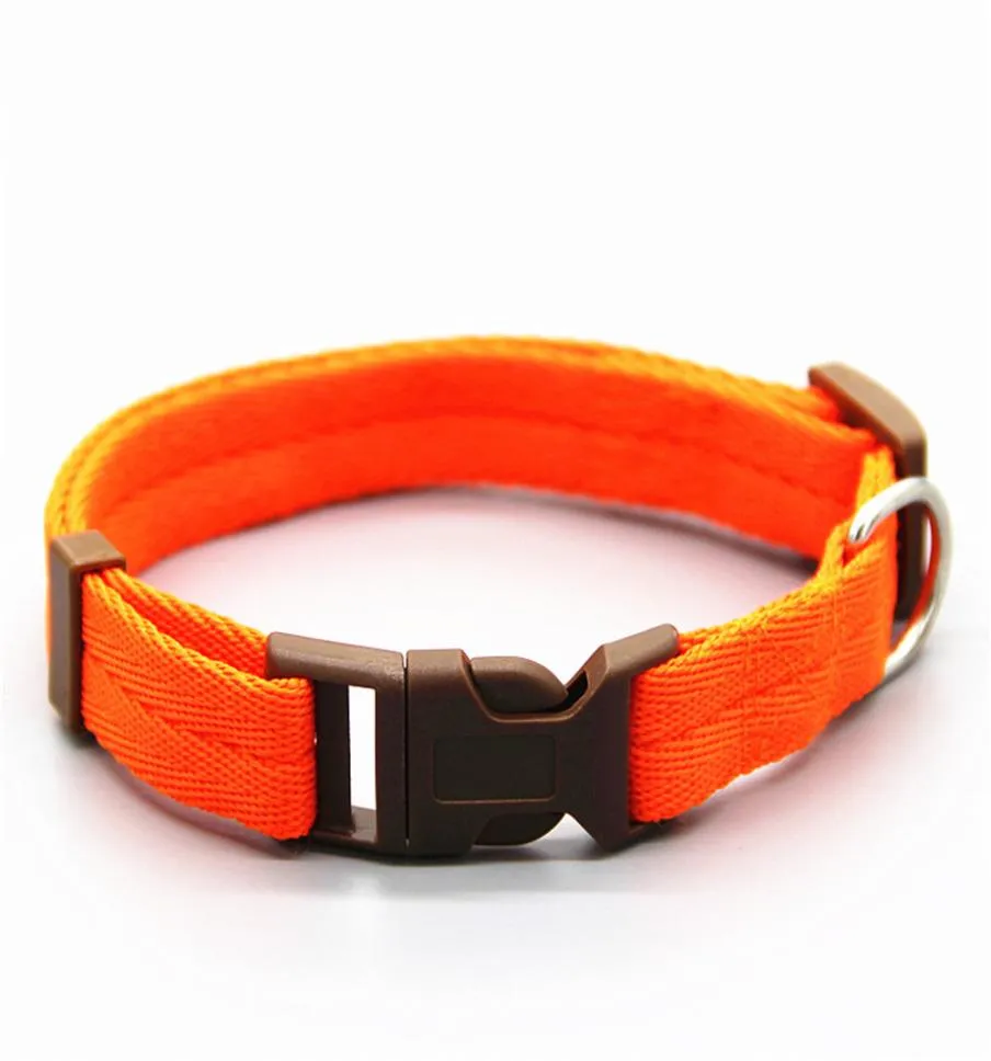 Pet Dog Collar Classic Solid Basic Polyester Nylon Dog Collar With Quick Snap Buckle Pull Rope 7 Colors2954615