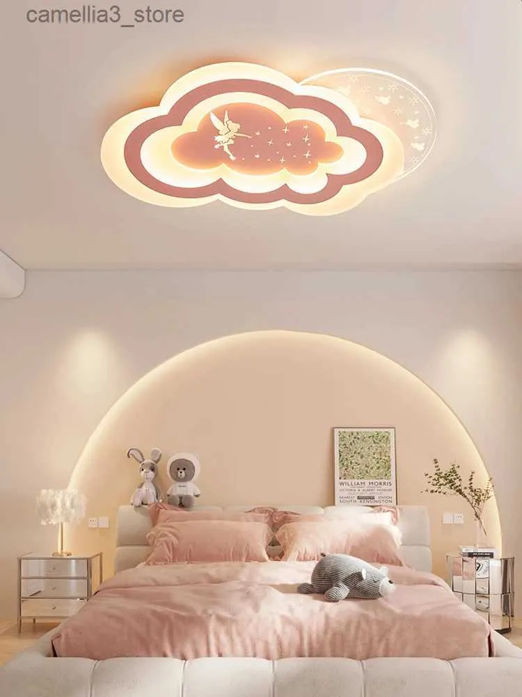 Plafoniere La lampada da soffitto moderna a LED per bambini è utilizzata per la sala da pranzo, la camera da letto, l'atrio, la decorazione domestica con telecomando dimmerabile rosa blu Q231120