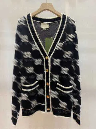 Женский кардиган, пальто, дизайнерский женский свитер, модный классический осенний свитер, жаккардовый с длинным рукавом, теплый топ, кардиган с v-образным вырезом, свитера для женщин