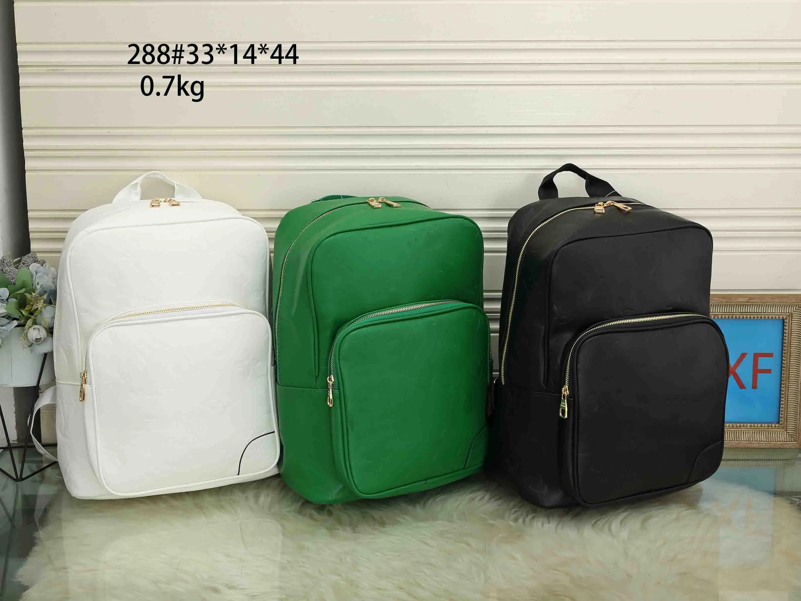 Varumärke Nytt läder ryggsäck herr- och kvinnors ryggsäck stor kapacitetsbrev stämplar resväska skolväska datorpåse 33x14x44cm