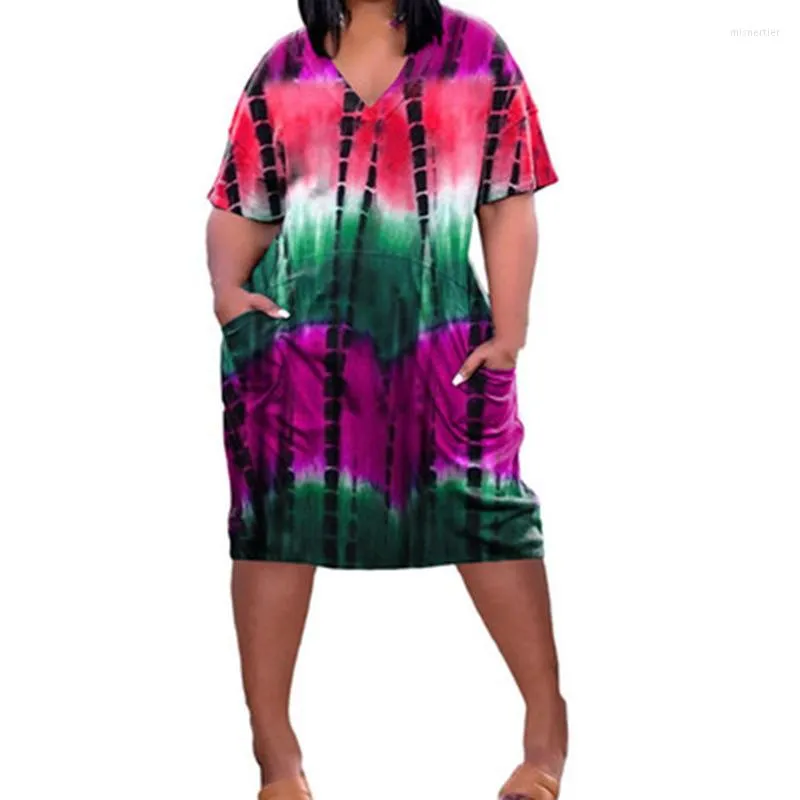 New Women's Plus Size Casual Dresses Pocket Party Dress Elegant Summer Vintage Sundress V-Neck BeachNative Africa Women Print Midi Bohemian Beach