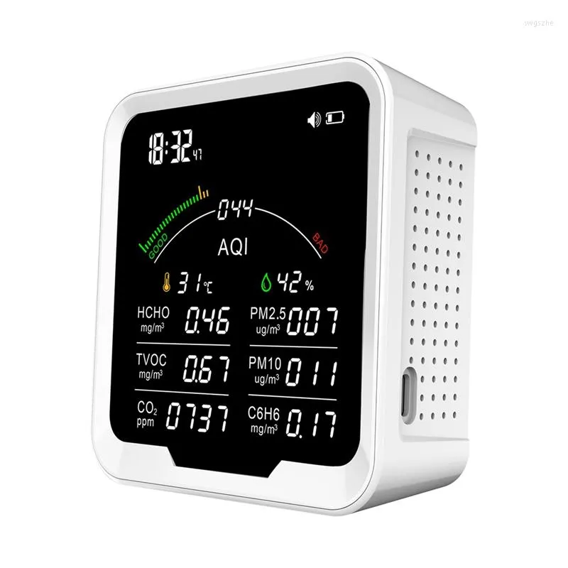 PTH-9B 9 In 1 HCHO C6H6 TVOC PM2.5 PM10 CO2-Hygrometer Digitaluhr Alarm Kohlendioxid-Messgerät