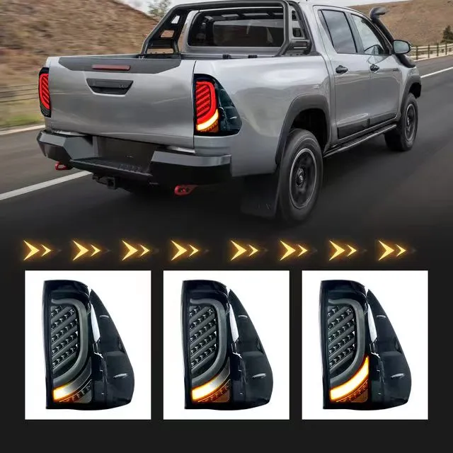 Bakre löpande broms dimma bakljus för Toyota Hilux Led Taillight Assembly 2015-2021 Dynamisk turnsignalbilstyling