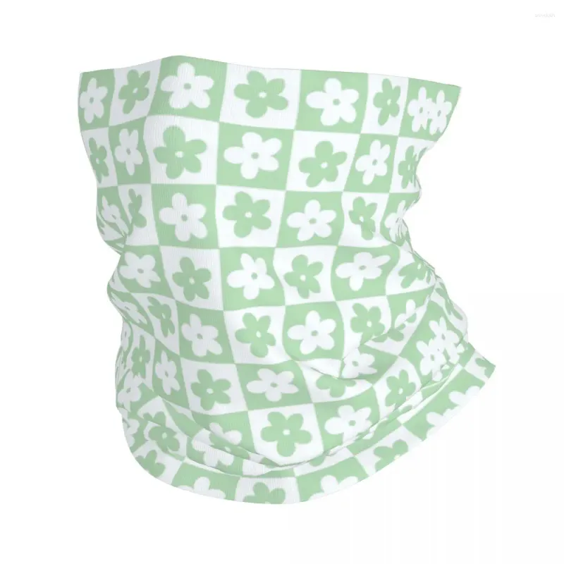 Foulards vert et blanc à carreaux bandana cache-cou imprimé fleurs cagoules masque écharpe chaud cyclisme randonnée unisexe adulte hiver