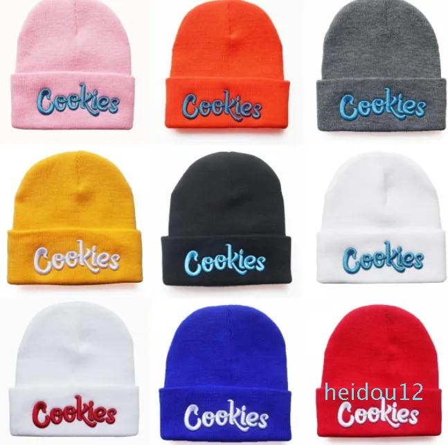 Trendy Men Women Knitted Hat Fashion Letter Cookies Pattern Embroidery Ski Warm Winter