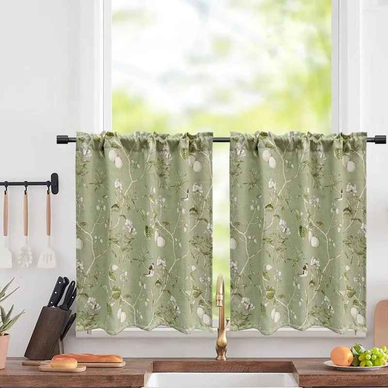 Green sale kitchen curtains