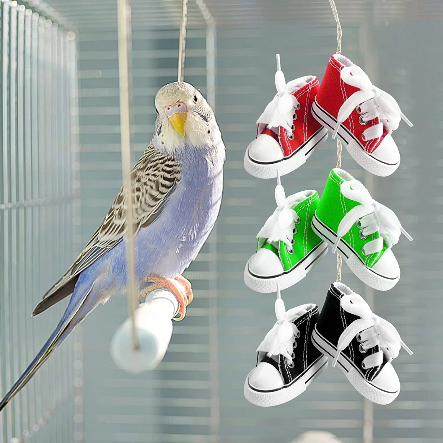Adorable Budgie Toys Mini Bird Toys: Canvas Sneaker Chews For