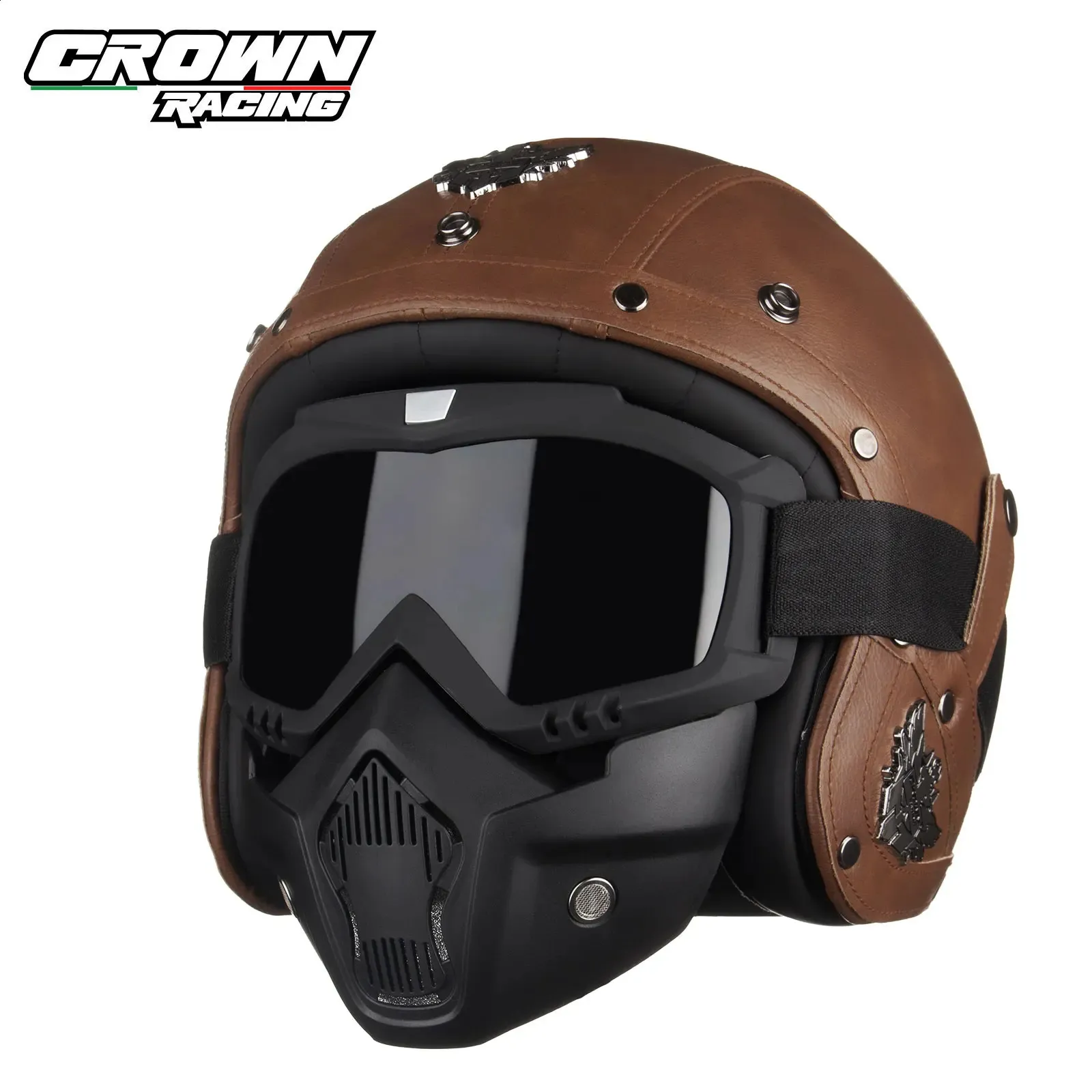 dot certified german style motorcycle helmet Mayan Style Half Helmet - Lightweight German Style DOT Approved Helmet