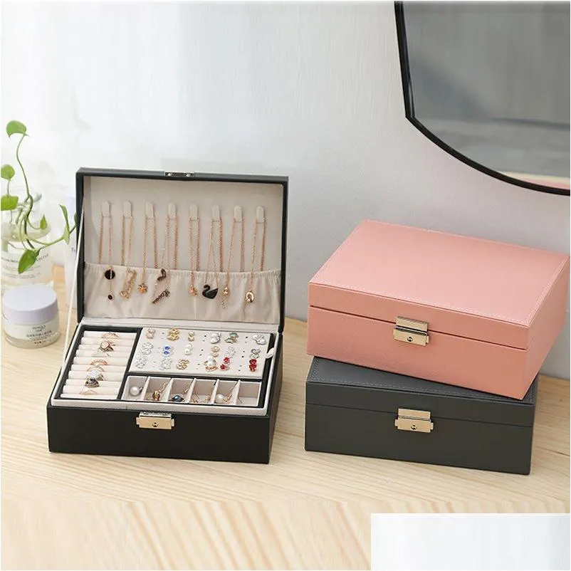 Pudełka biżuterii Wysokiej jakości mtifunkcyjna pudełko do przechowywania biżuteria nowoczesna biżuteria kontener biżuterii duża zdolność Jewlery prezent