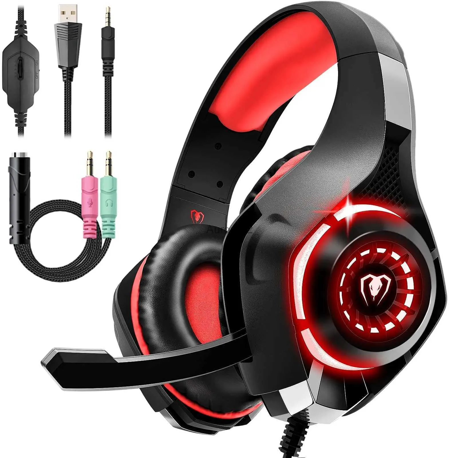 Fones de ouvido de telefone celular RGB Gaming Headset para PS4 PS5 Xbox One Switch PC Deep Bass Som estéreo com fio Fones de ouvido com microfone com cancelamento de ruído Presente YQ231120