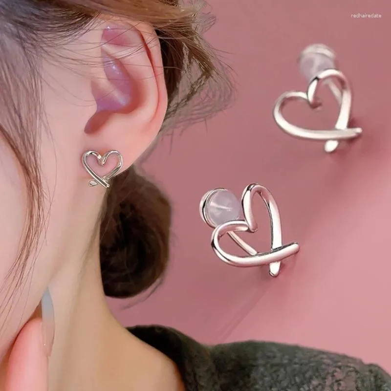 Boucles d'oreilles à dos en forme de cœur creux irrégulier pour femmes et filles, Clips d'oreille en Silicone sans perçage, minimaliste, bijoux cadeau