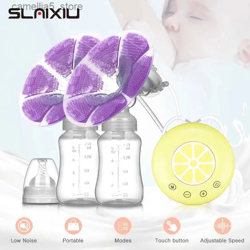 Breastpumps Double Electric Breast Pump BPA free Powerful Breast Pumps USB Electric Breast Pump With Baby Milk Bottle Cold Heat Pad Q231120