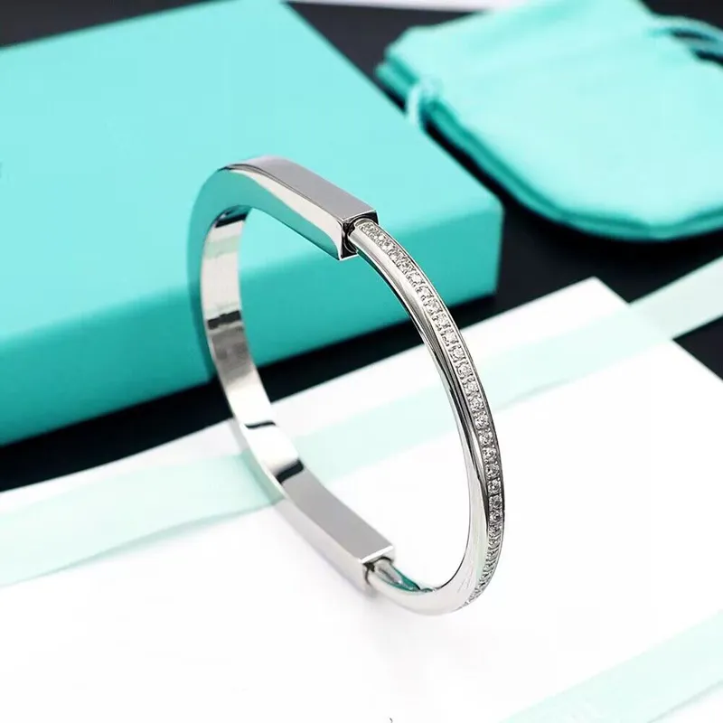 Bracelet de verrouillage de styliste en acier titane, en forme de U, pour femmes et hommes, bijoux de luxe