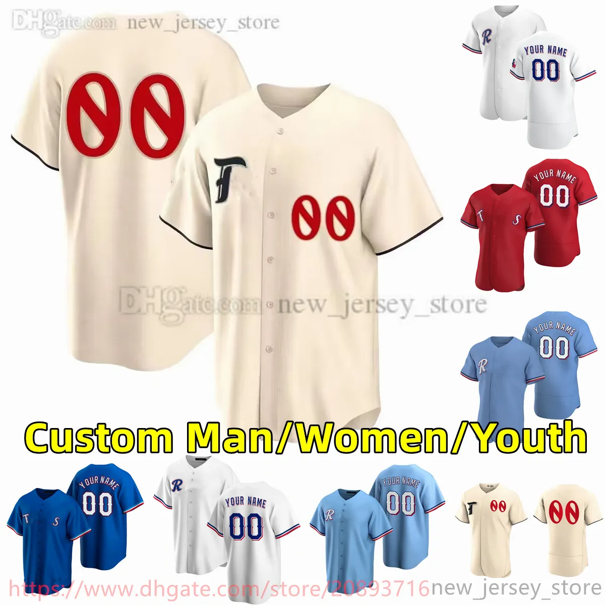 Custom S-6XL Movie College Baseball indossa maglia cucita 5 CoreySeager 48 JacobdeGrom 2 MarcusSemien 34 NolanRyan 18 MitchGarver 22 JonGray Hong Away Maglie