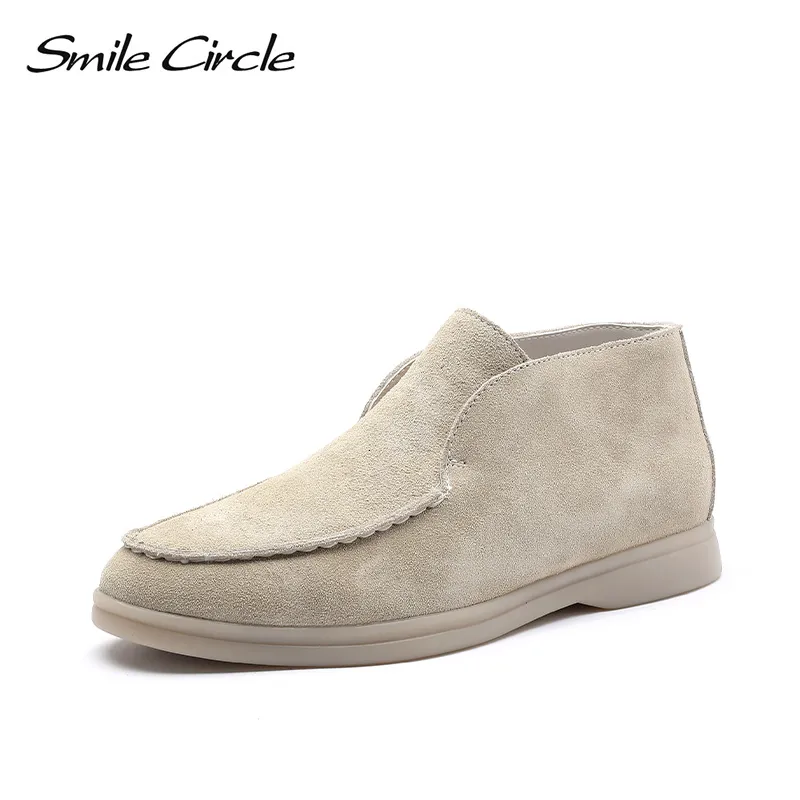 Scarpe eleganti Sorriso Cerchio Primavera Donna In vera pelle Nuda Appartamenti Scarpe casual Slip-On Mocassini Autunno Donna Scarpe pigre 230419