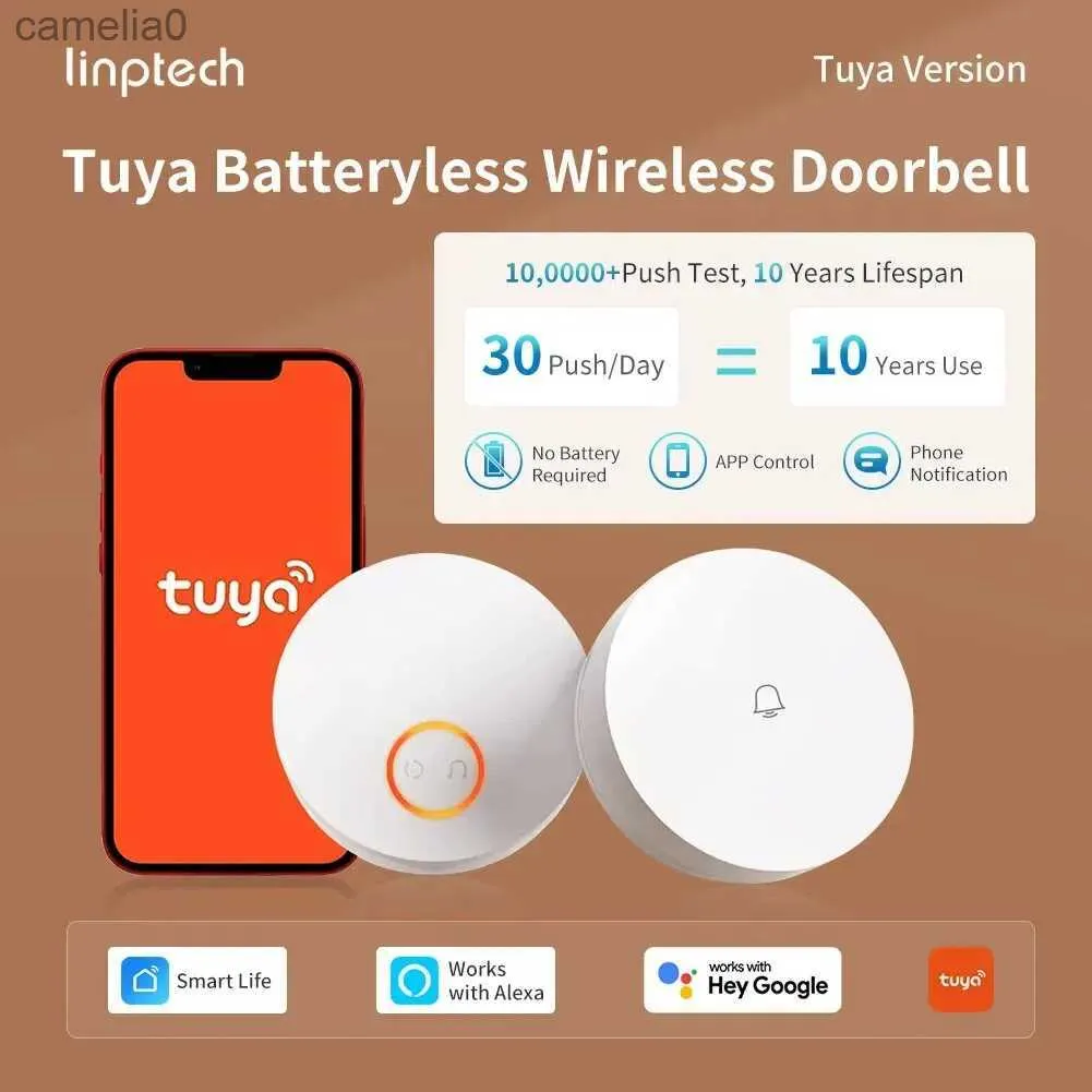 Doorbells Akıllı Kablosuz Kapı Zil Yok Alexa Google Assistant IPX5 Su Geçirmez Tuka Uygulama Kontrolü ve Notifikasyon ile 231120