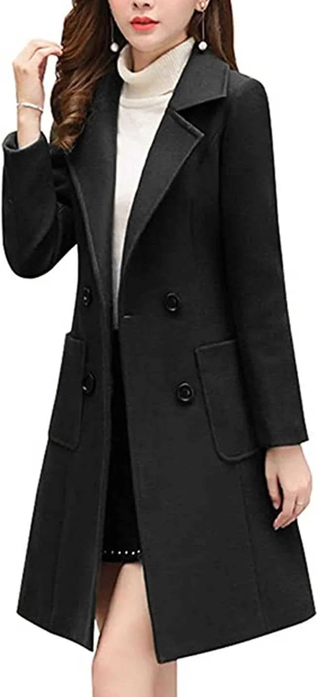 Veste d'hiver femme mélange de laine Camel manteau mi-long cran Double boutonnage veste à revers vêtements d'extérieur 11MUJI