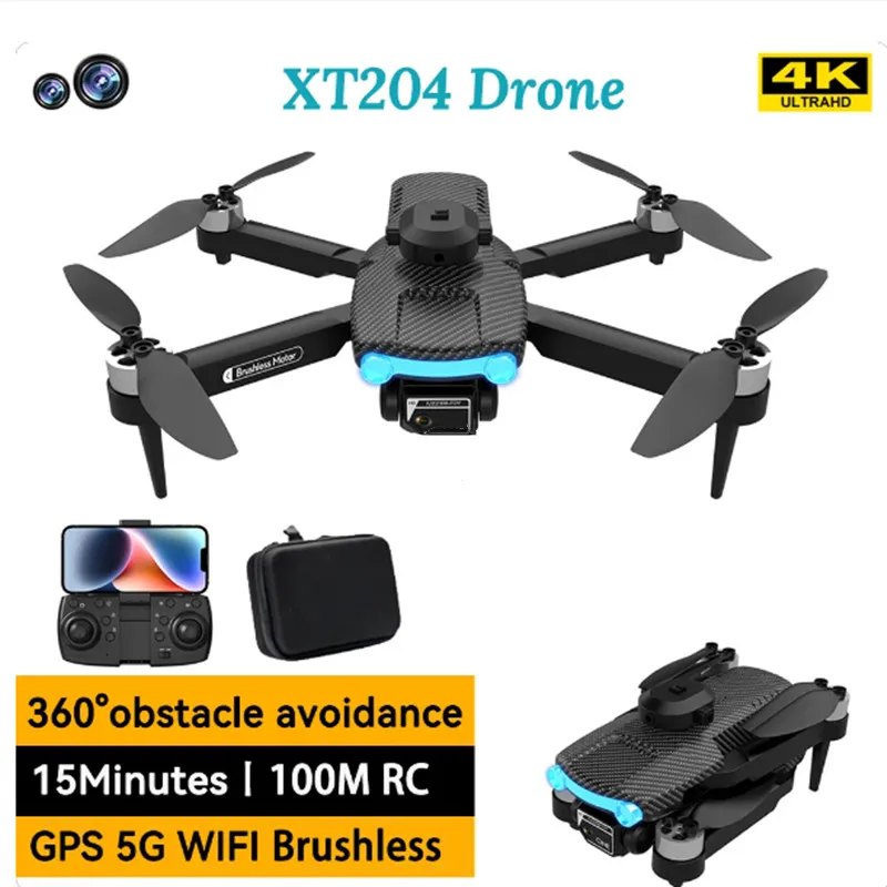 LS-XT204 Mini-Drohne, 4K, professionell, 8K-HD-Kamera, Hindernisvermeidung, Luftaufnahmen, bürstenlos, faltbar, Quadrocopter, Geschenkspielzeug