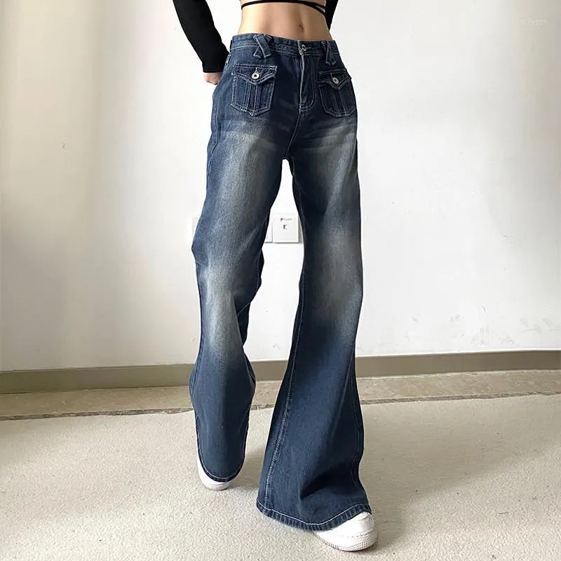 Dżinsy damskie 2023 Hip Hop Mom Cargo Cargo Streetwear Low Rise Butcut Black Slim Denim Pants HARAJUKU Basic Y2K