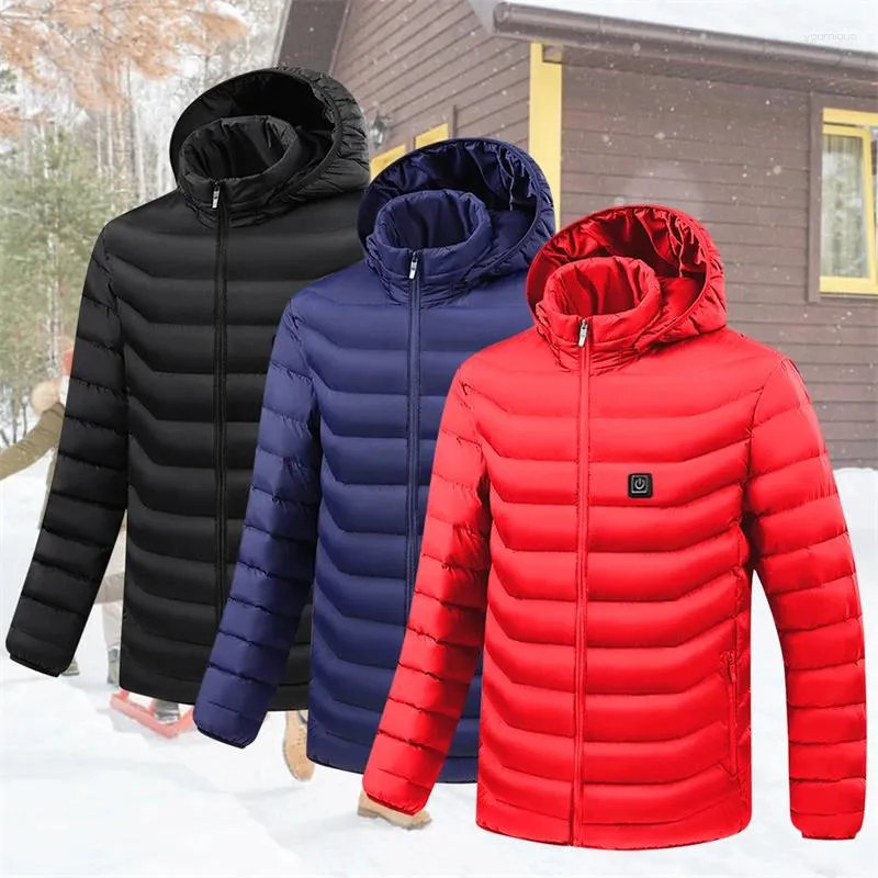 Damesgeul Lagen 4 gebieden Verwarmde jas warm vest USB vrouwelijke verwarmingsvesten jassen jagen wandelen camping herfst winter mannelijk