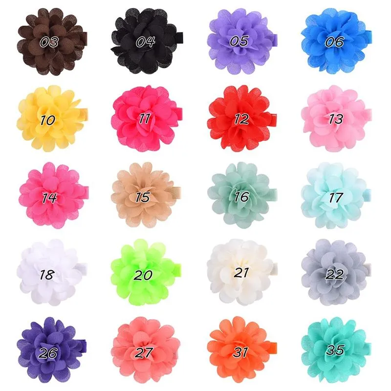 Cute Chiffon Petals Flower Hair Clips Baby Girls Hair Accessories Toddlers Bangs Barrettes Kids Headwear