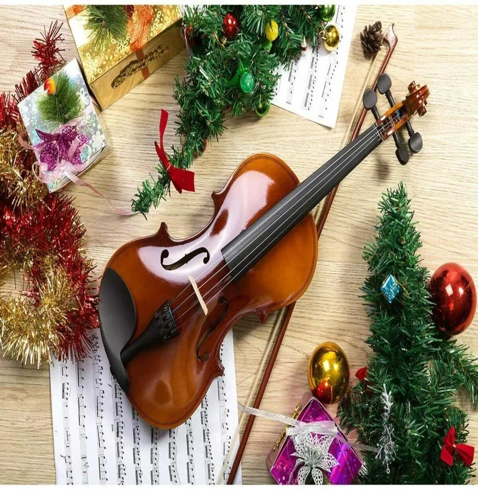 Presente de Natal Violino Acústico 44 Tamanho Completo com Estojo e Arco Rosin Natural9595937