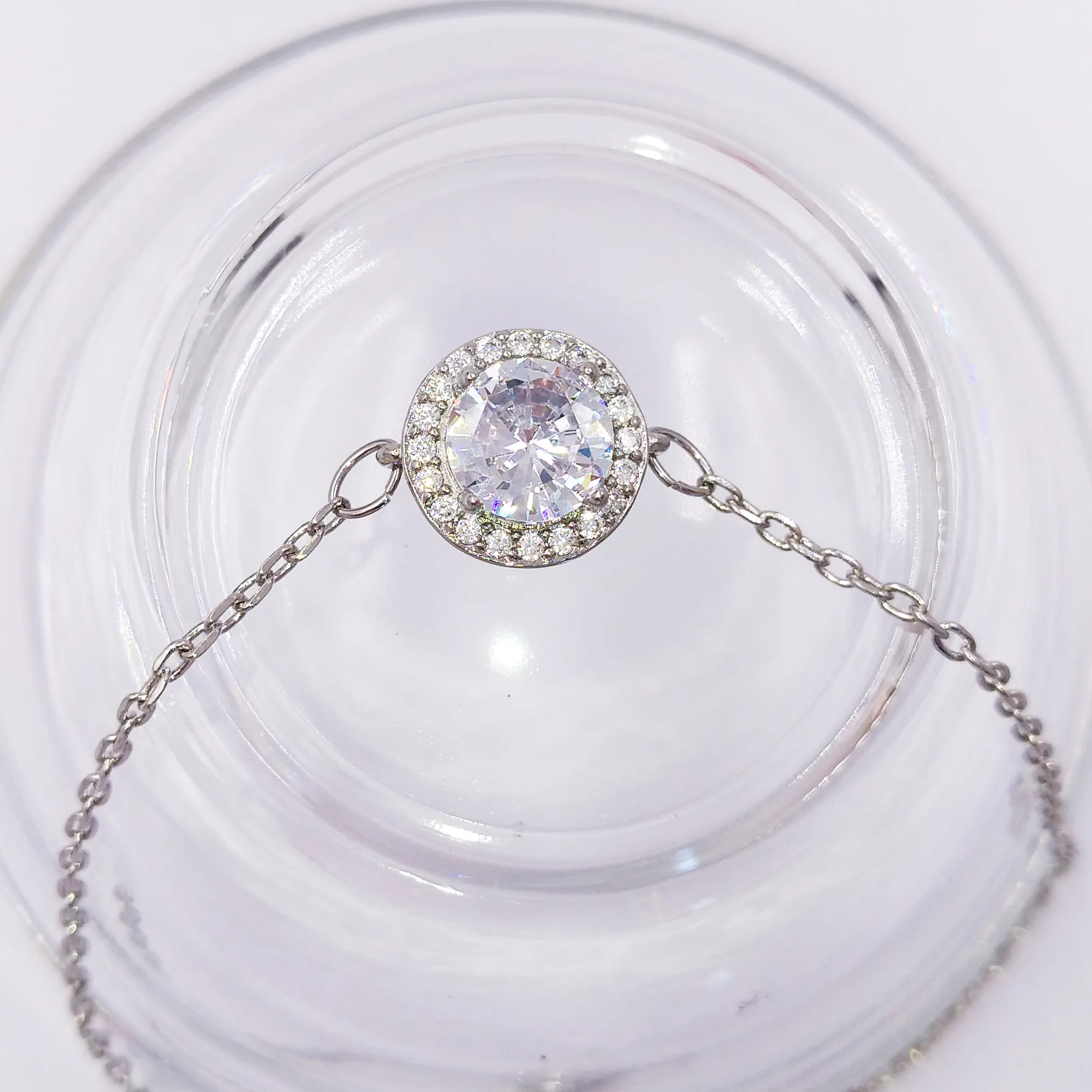 Chain Bracelet Diamond Bracelet Birthday Gift Giveaway Adjustable Size Fashion Women Round cut Rhodium plated Chain Bracelet 5567934 annajewel