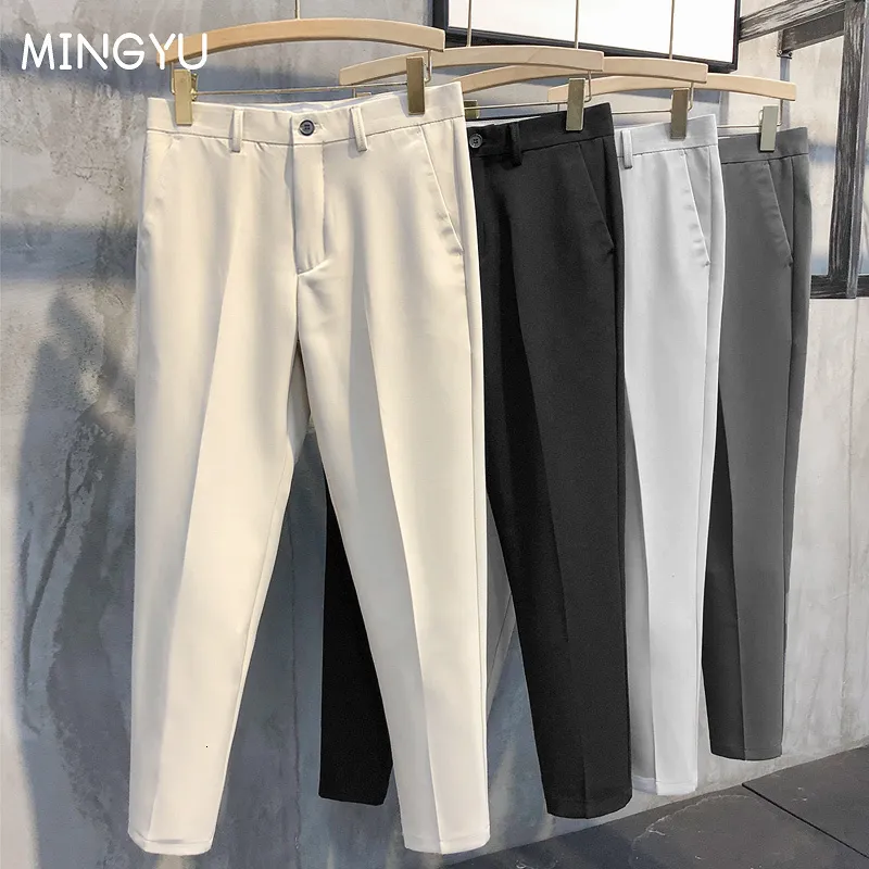 Męskie spodnie wiosenne letnie kostki spodnie Mężczyźni Slim Prace Jogging Social Formal Suit Spodni Męska marka Khaki Black Korea plus rozmiar 40 42 230420