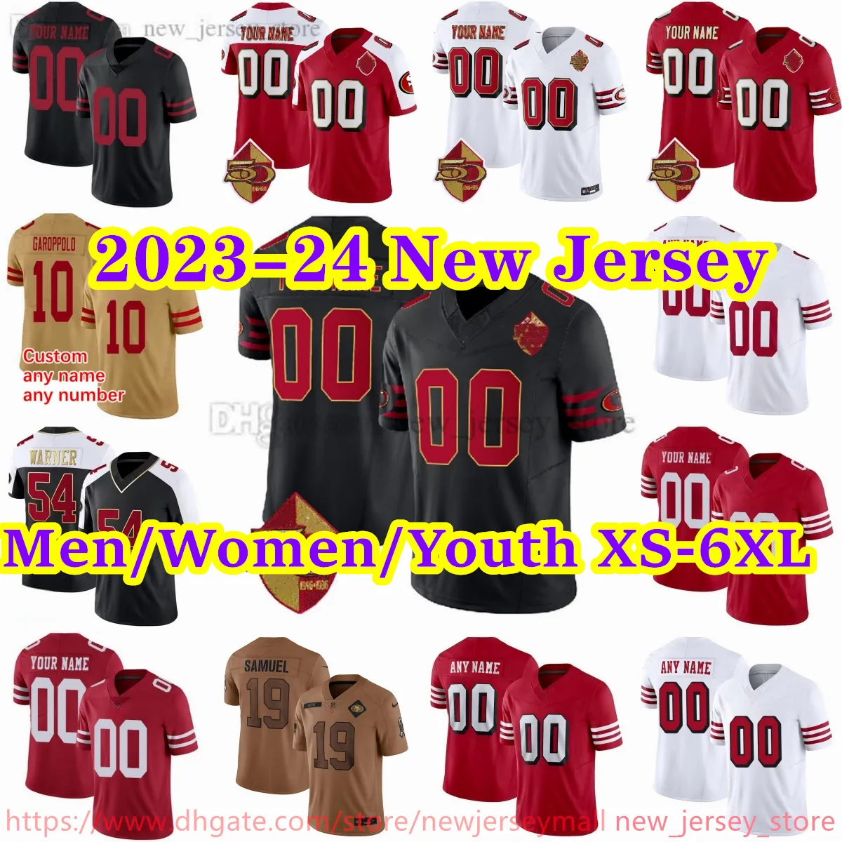 Benutzerdefinierte S-6XL Fußball 23 Christian McCaffrey Jersey Stich Elijah Mitchell Javon Kinlaw Talanoa Hufanga Trey Lance Jimmy Garoppolo Joe Montana Jerry Rice Trikots