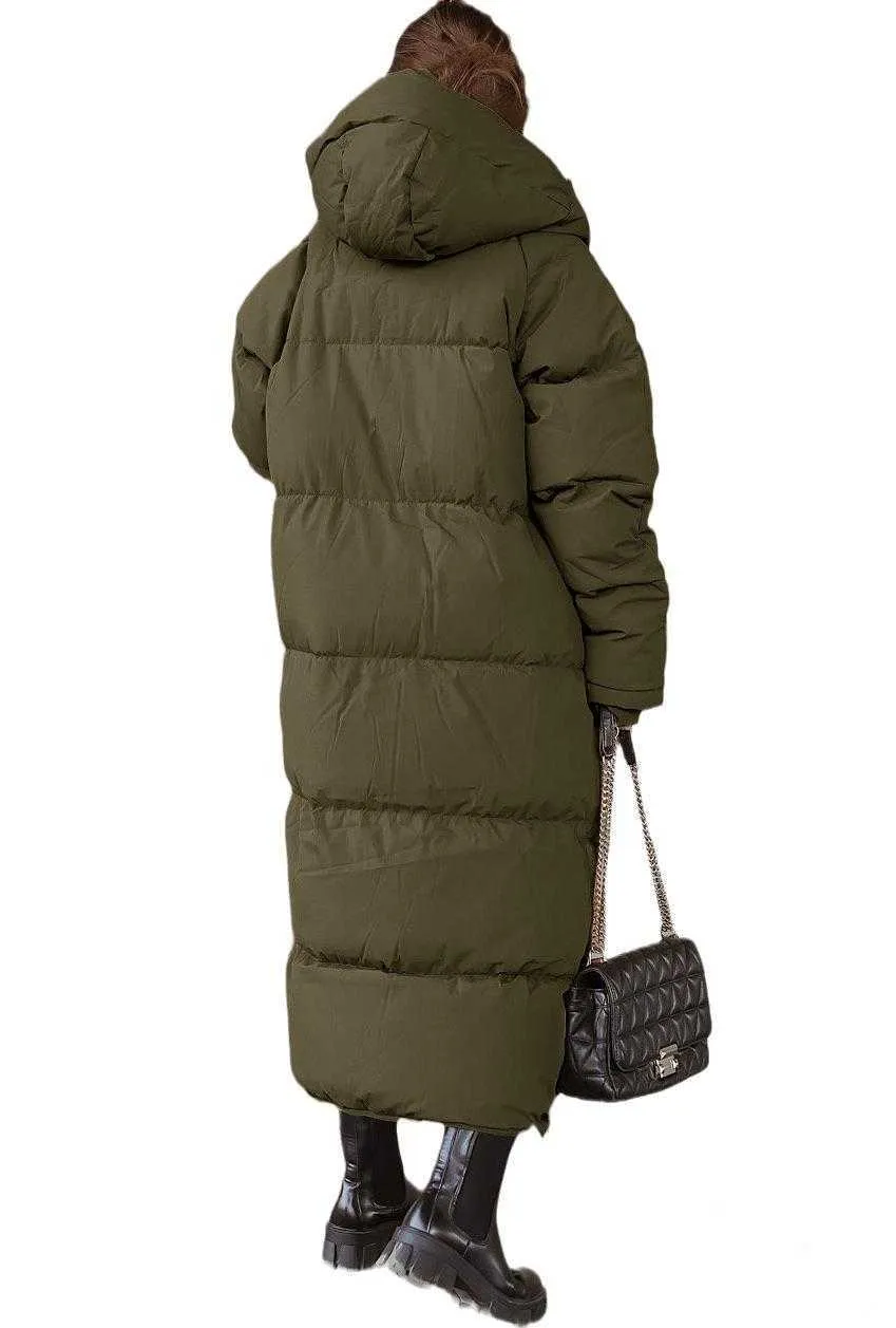 Dames Down Jacket Midi Oversized Dikke Vaste Kleuren Puffer Coat Trendy Warm Cotton Peded Jackets Dames Down Jacket Midi Oversized Dikke Vaste Kleuren Puffer Coat Trendy Warm Cotton Peded Jackets