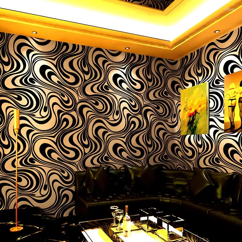 Wallpapers Ktv Carve Striped Wallpaper Flash Hall Barbecue Shop Decoration Internet Cafe 3D Personality Creative Background