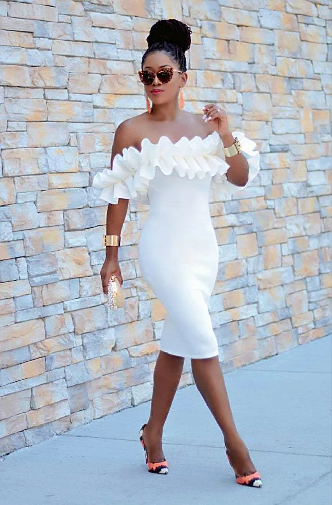 Peplum white dress online