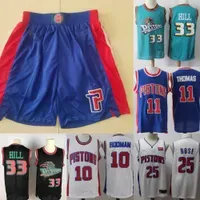 2020 Jersey ''Pistons''Mens Throwback Grant 33 Hill Isiah 11 Thomas Dennis 10 Rodman blue white Basketball Shorts Basketball Jerseys Red