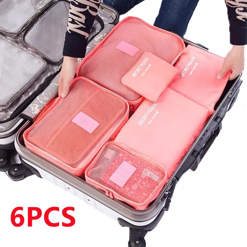 Duffel Bags 6pcs Travel opbergtassen draagbare reiskoffer bagage organizer voor kledingschoenen tasverpakkingszak vrouw toiletzakken 230419