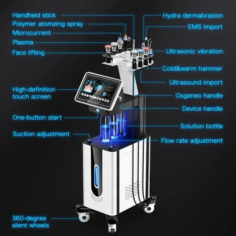 Dermabrasion du visage H2-O2 Peel aqua épluche de nettoyage de nettoyage Oxygène Jet Device de beauté faciale