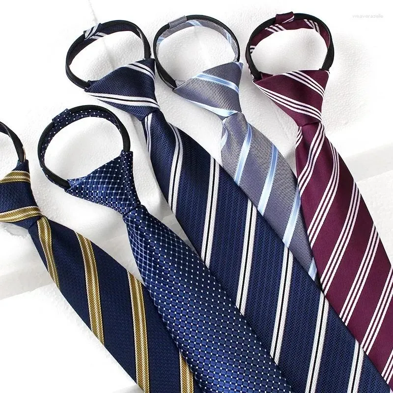 Gravatas borboleta moda masculina vestido de negócios sem nó preguiçoso zíper gravata 8cm trabalho profissional listra azul fácil puxar alta qualidade e boa marca