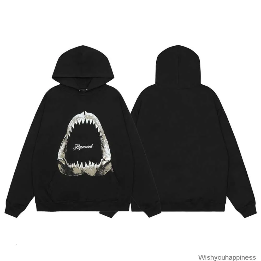 Sweatshirts Mens Womens Designer Hoodies Fashion Streetwear Report American Shark Teeth Printed Pattern Men's Pure Cotton Loose Hooded Long Sleeve Sweater