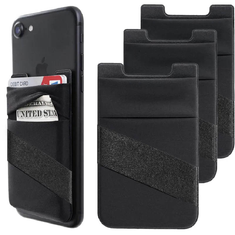 Phone Card Holder Adhesive Stick On Wallet with Finger Strap