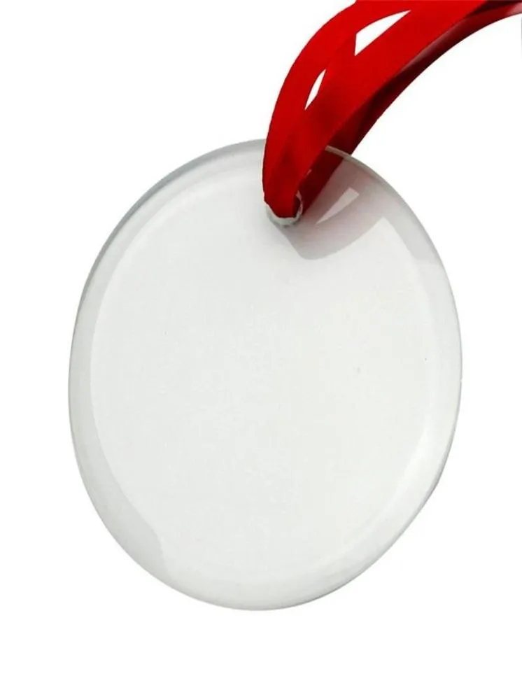 Sublimação em branco pingente de vidro enfeites de natal 35 polegadas único lado transferência térmica ornamento festival decoração personalizado diy7595272