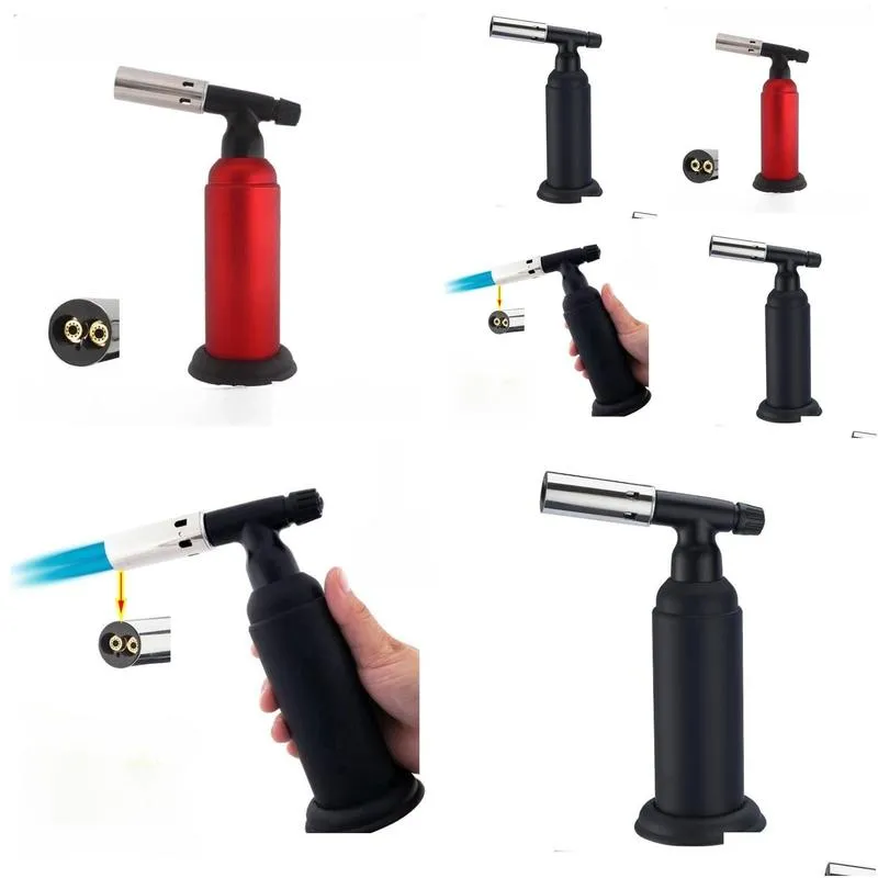 Lighters Double Flame Torch Gas Lighter Outdoor Cam Bbq Tool Drop Delivery Home Garden Household Sundries Smoking Accessories Otjur