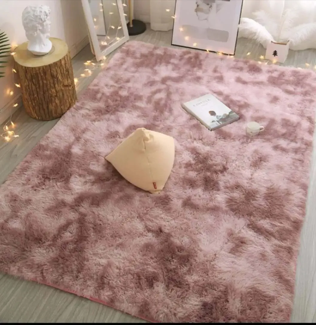 Carpet Silk hair tie-dye carpet plush living room bedroom bed blanket cushion home 231120