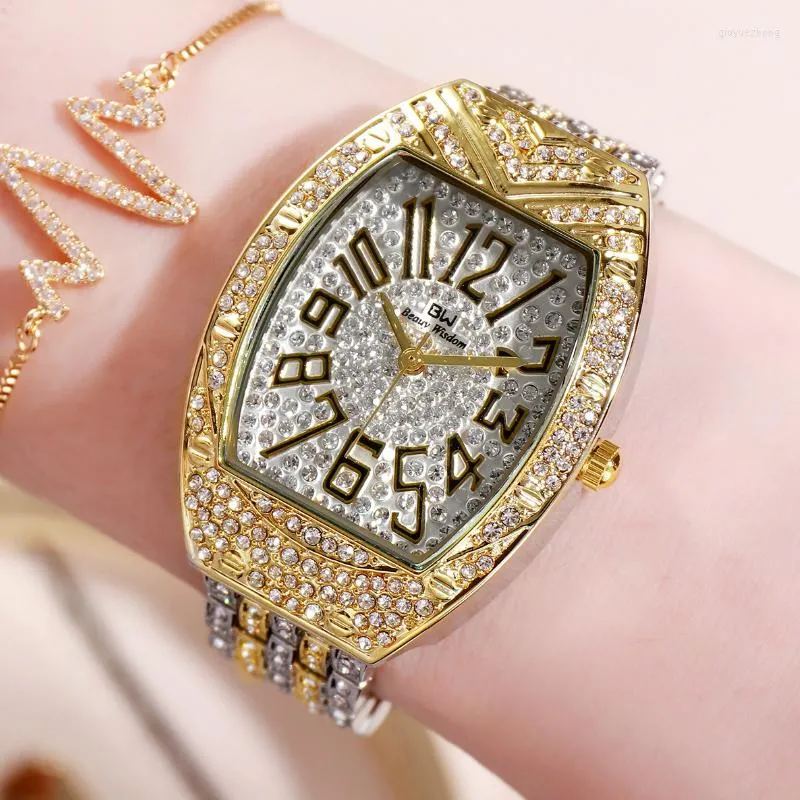 Armbandsur Luxury Full Diamond Women's Watch Crystal Ladies Armband Wrist Watches Clock Relojes Quartz For Women 10