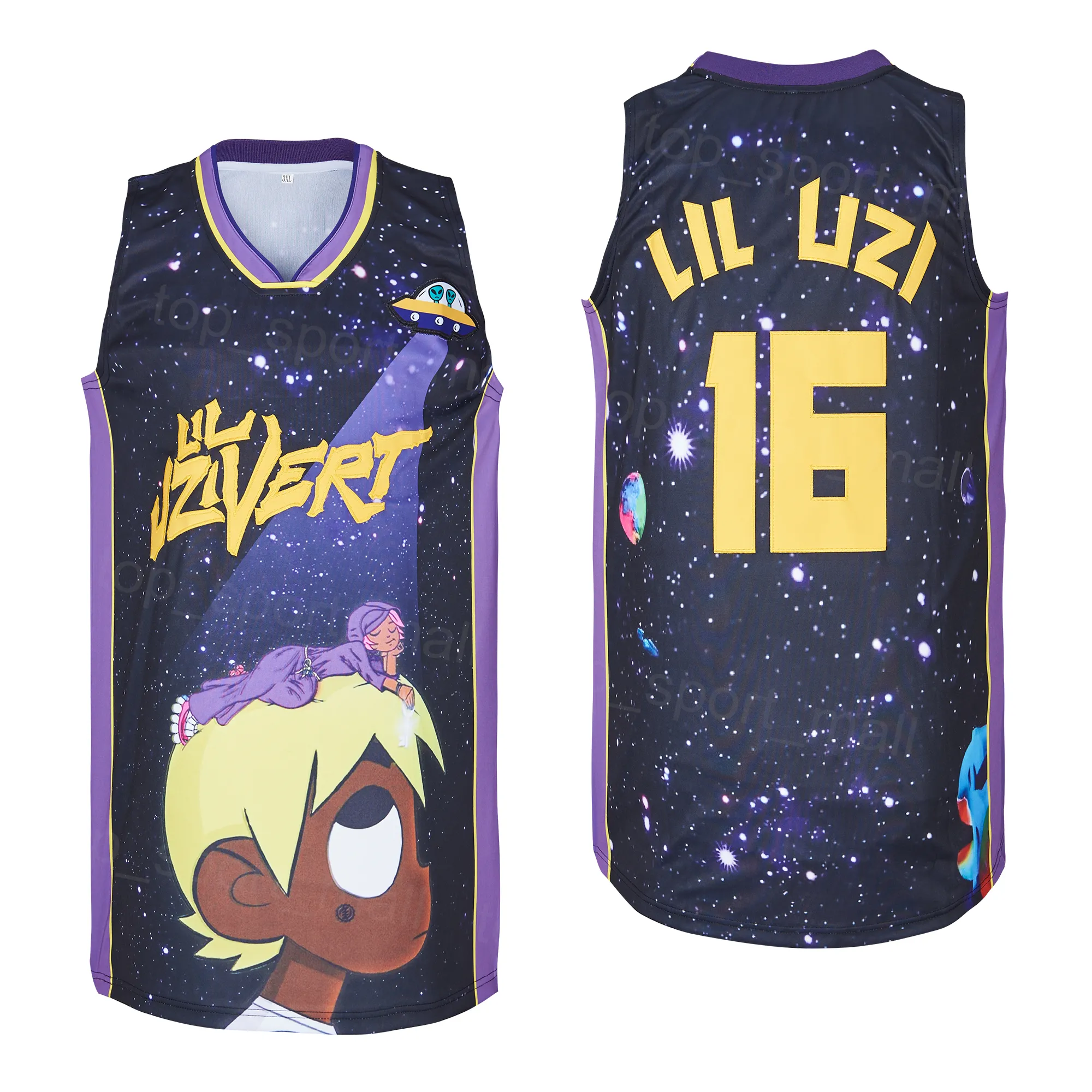 Movie Basketball 16 Lil Uzi Vert Jersey Men Summer Hiphop High School Brodery University For Sport Fans Vintage Team Color Black Shirt Dreating Pullover